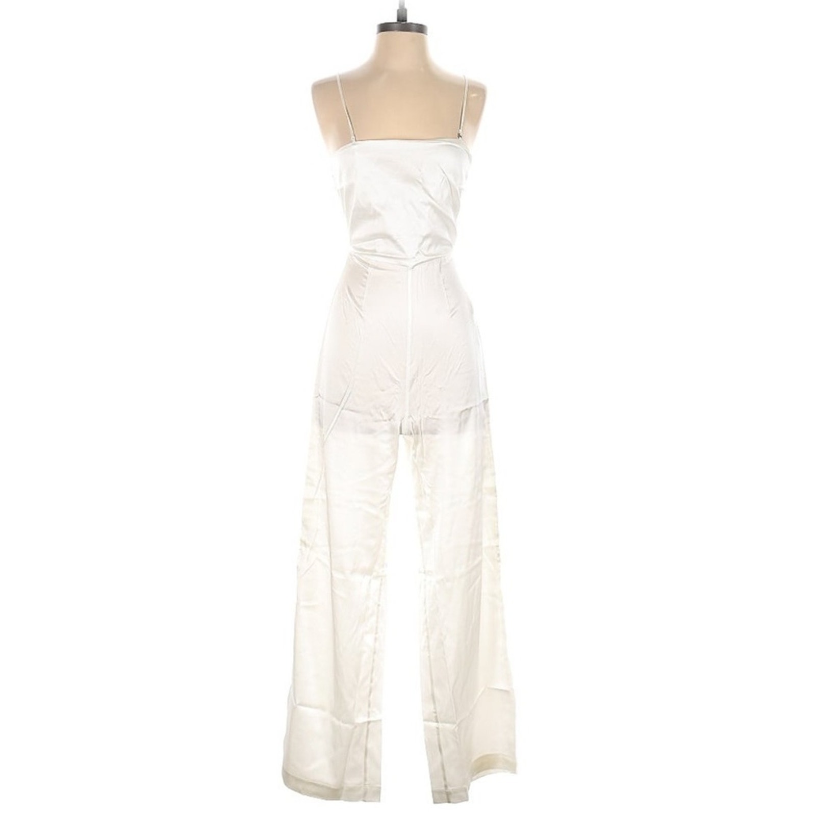 Nwt Silk Maison Side Slit Silk Culotte Jumpsuit Pearl White Sizexs — image 3 of 8